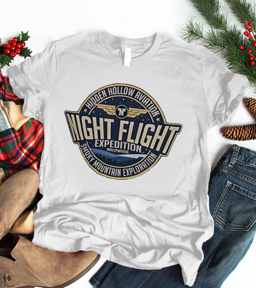 Hidden Hollow Aviation Night Flight Expedition Dollywood Smoky Mountain Exploration T-Shirt