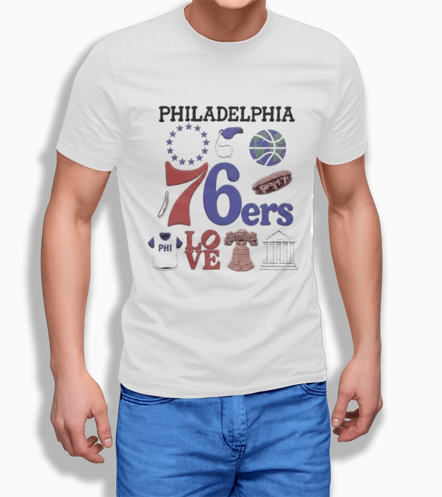 Philadelphia 76ers 76 Liberty Bell Love Basketball T-Shirt
