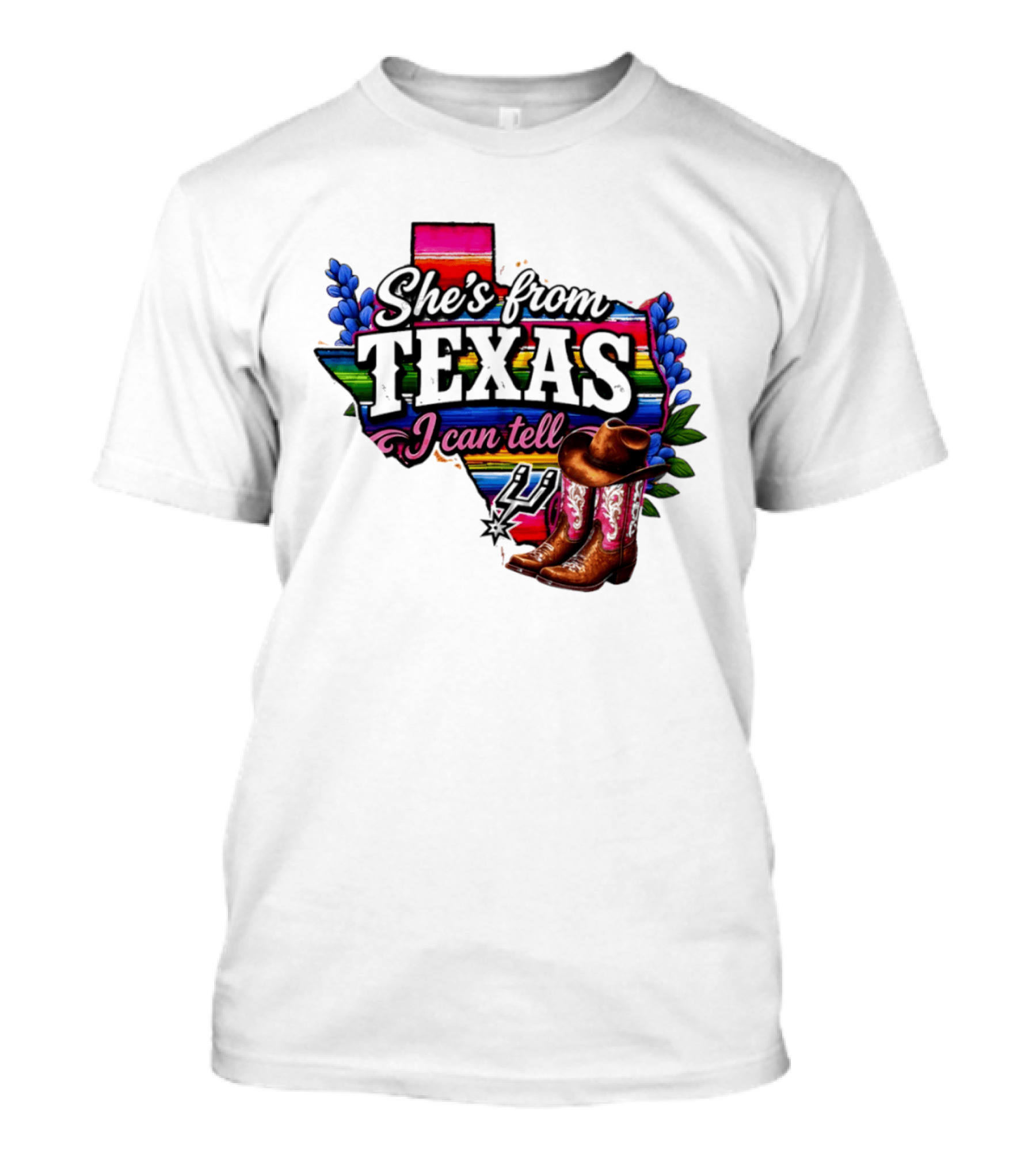 Ella Langley She's From Texas I Can Tell Cowboy Boots And Colorful Map T-Shirt