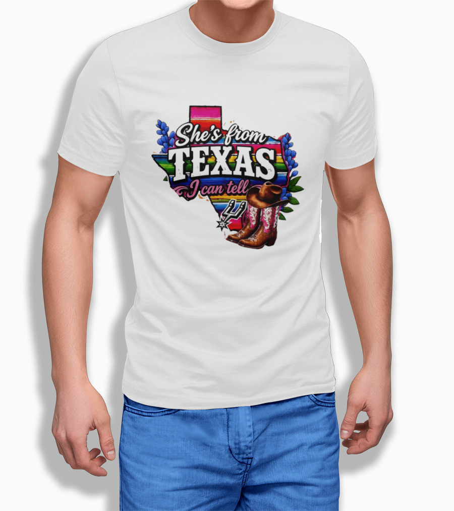 Ella Langley She's From Texas I Can Tell Cowboy Boots And Colorful Map T-Shirt