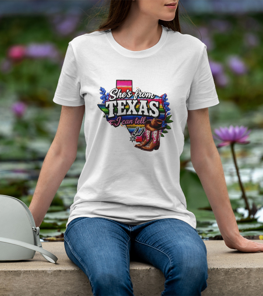 Ella Langley She's From Texas I Can Tell Cowboy Boots And Colorful Map T-Shirt