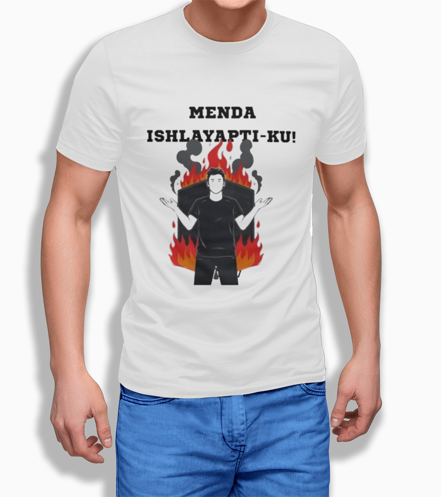 Menda Ishlayapti Ku Uzbek Tech Memes Flame T-Shirt