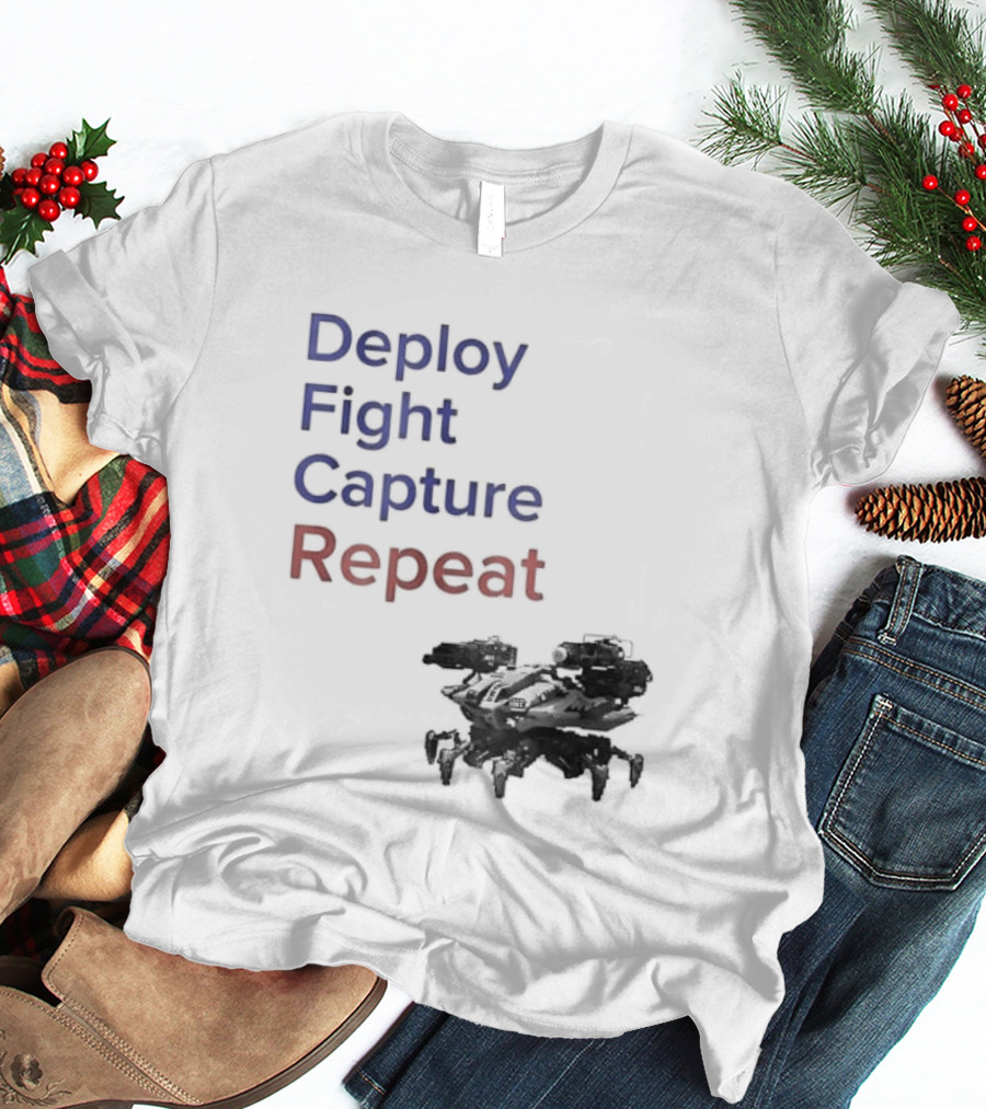 War Robots Deploy Fight Capture Repeat Strategy Gameplay T-Shirt