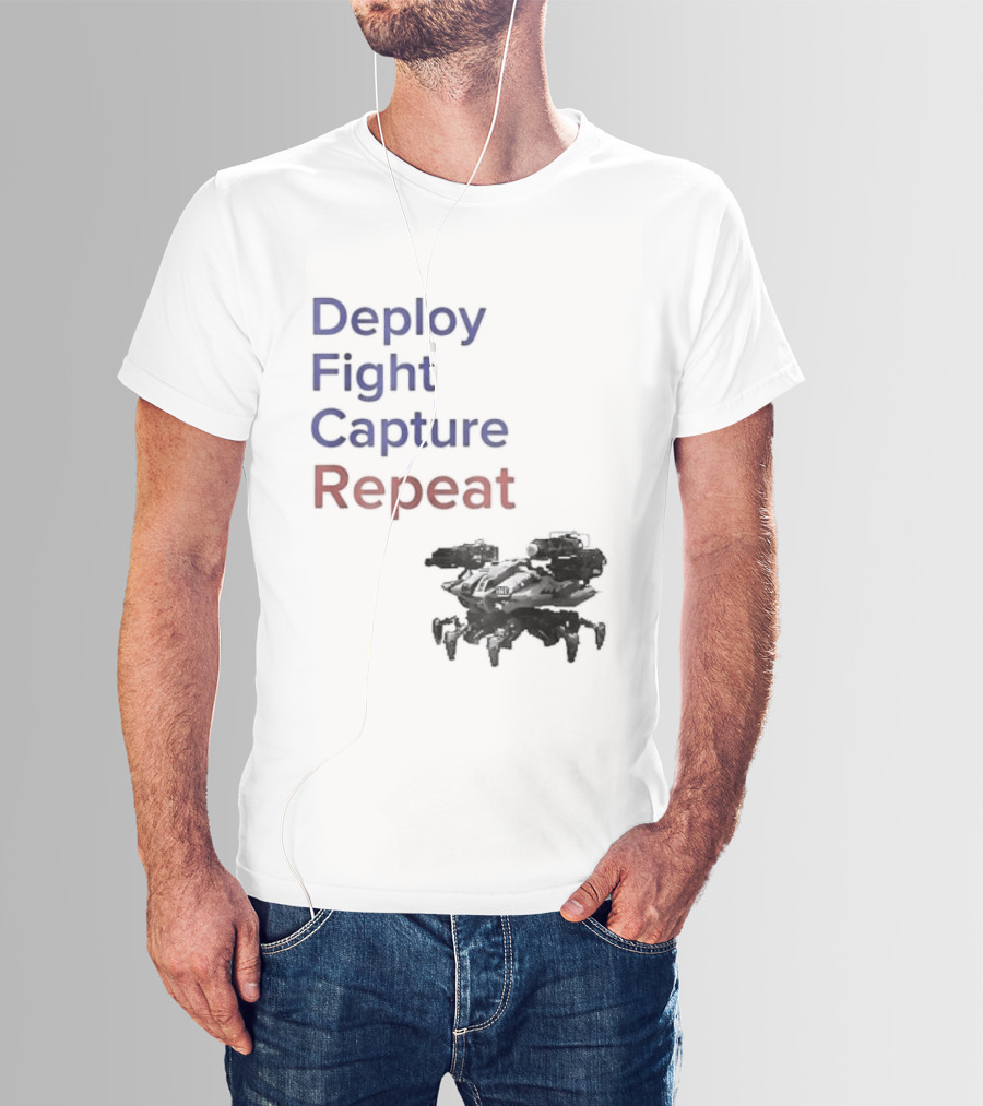 War Robots Deploy Fight Capture Repeat Strategy Gameplay T-Shirt