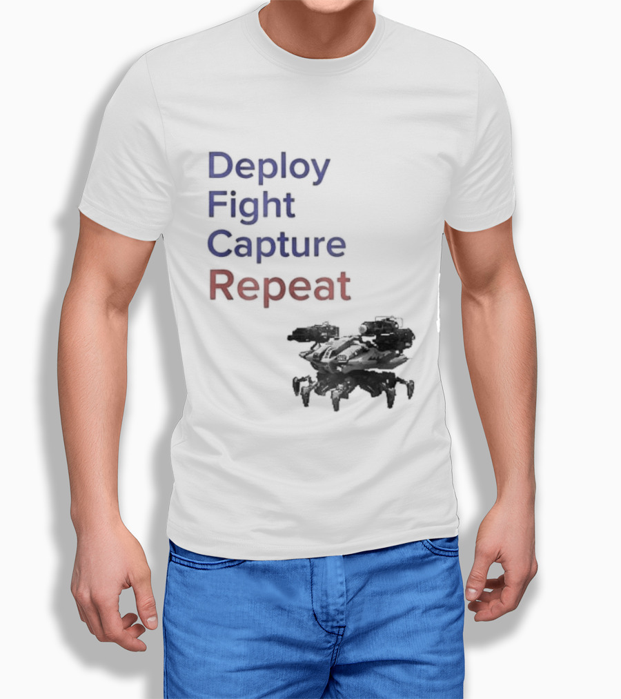 War Robots Deploy Fight Capture Repeat Strategy Gameplay T-Shirt