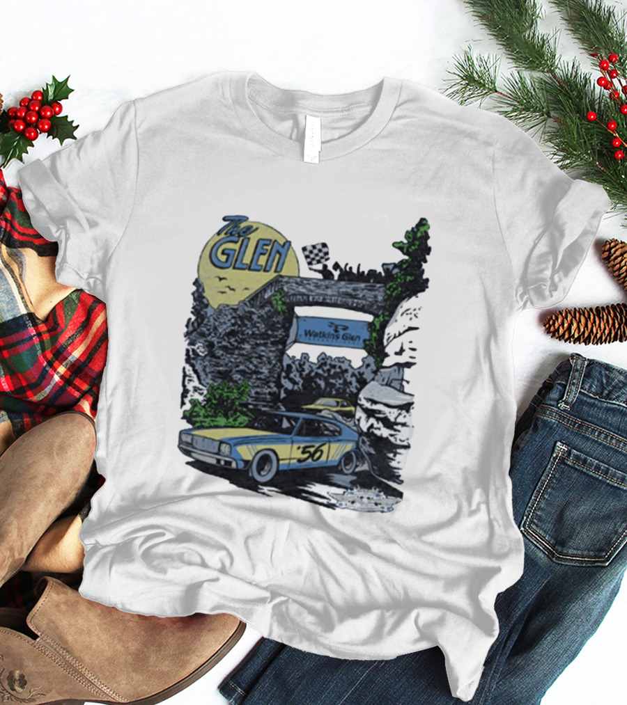 The Glen Watkins Glen International Checkered Flag Racecar 56 Archway Scenic T-Shirt