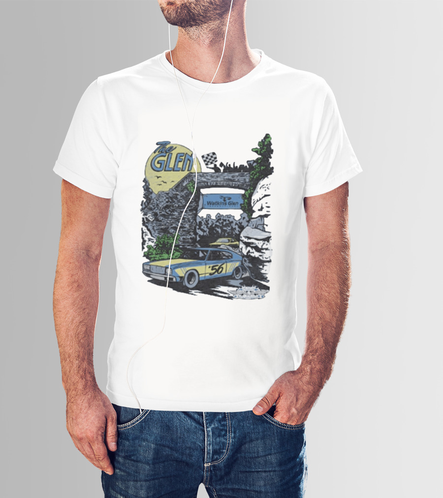 The Glen Watkins Glen International Checkered Flag Racecar 56 Archway Scenic T-Shirt