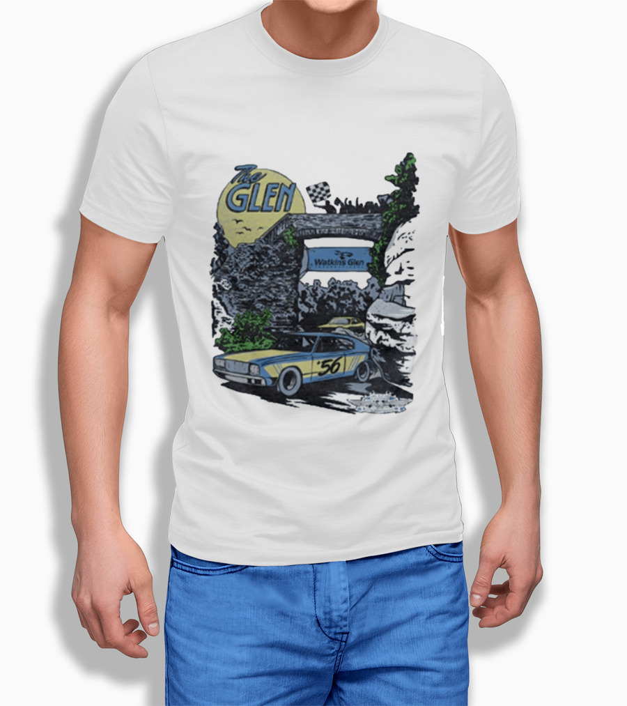 The Glen Watkins Glen International Checkered Flag Racecar 56 Archway Scenic T-Shirt