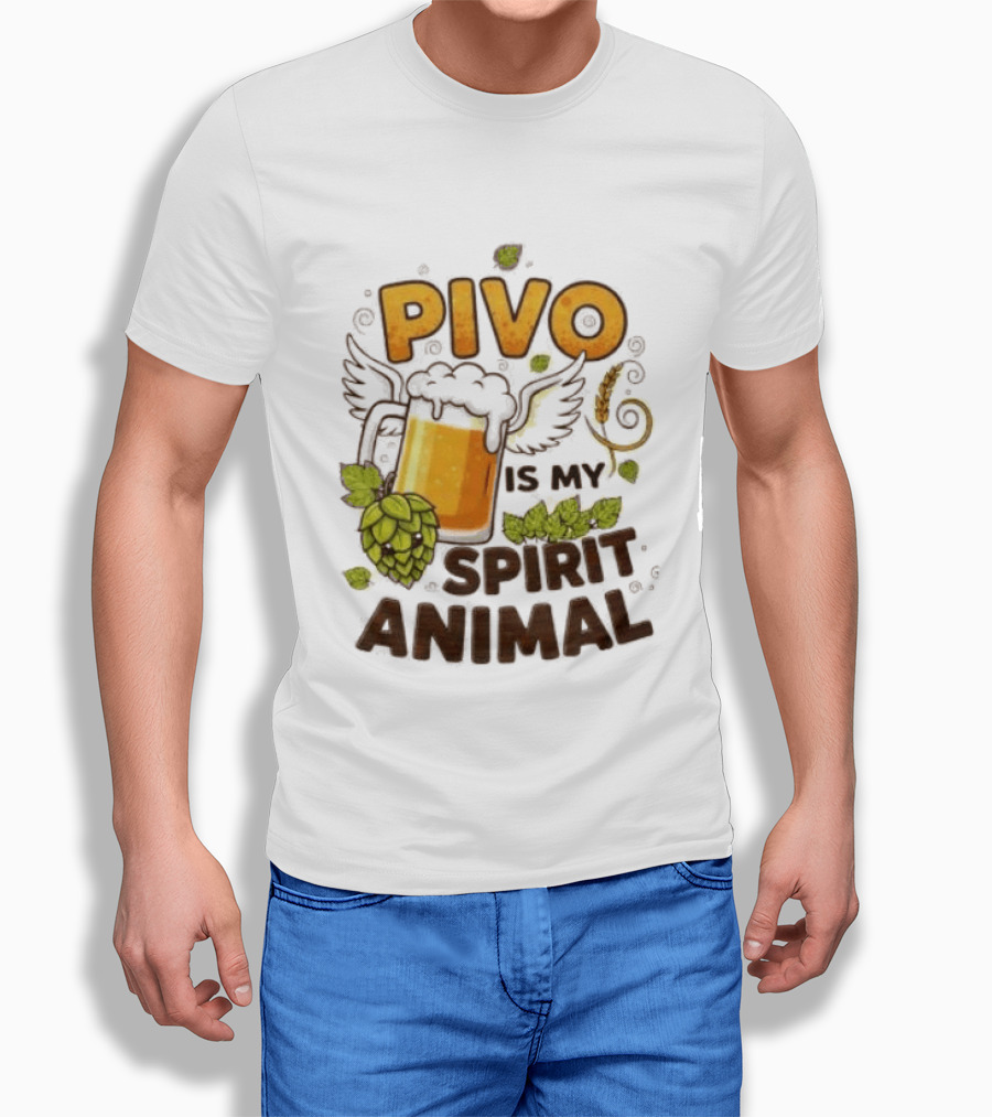 Pivo Is My Spirit Animal Beer Lover Hops Wheat Wings T-Shirt