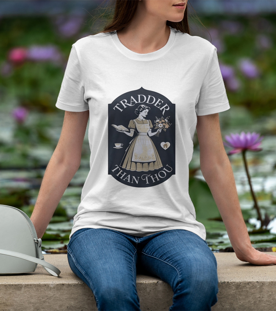 Tradder Than Thou Woman Holding Book And Flower T-Shirt