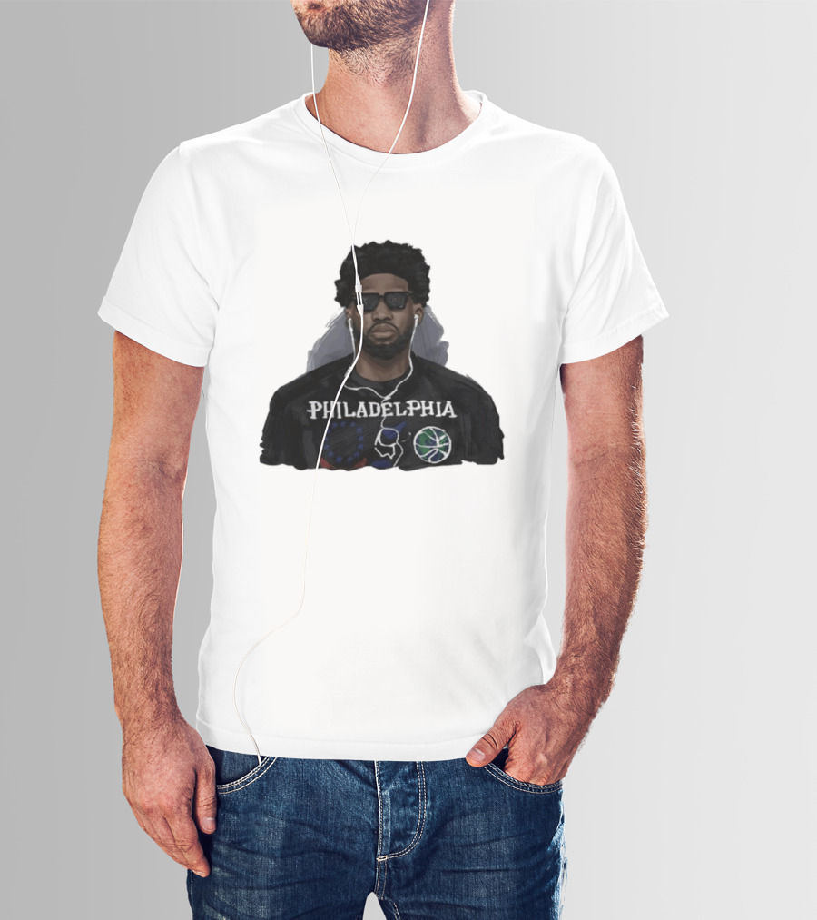Philadelphia Basketball Player In Sunglasses Earphones T-Shirt
