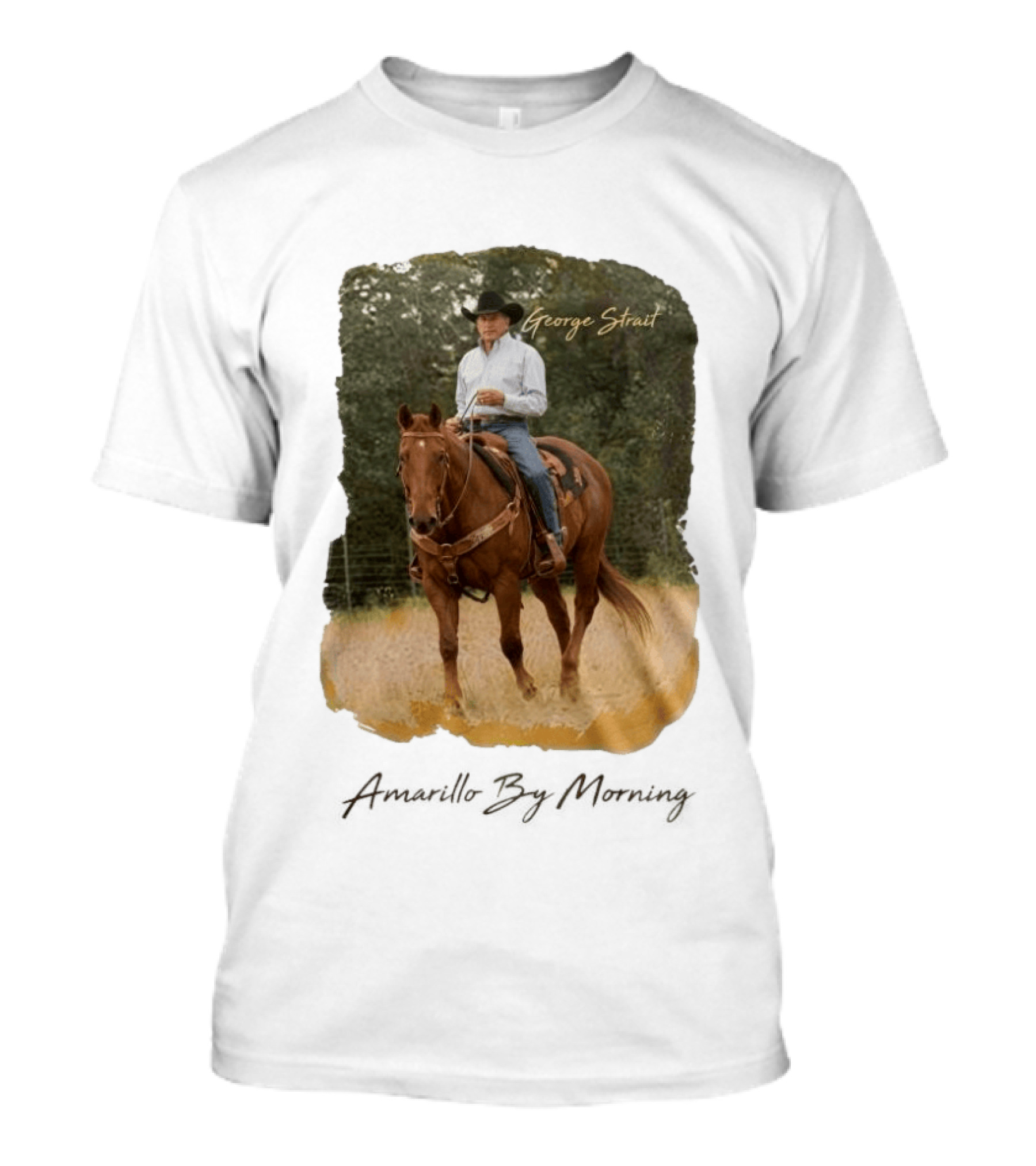 George Strait Riding Horse In Rustic Landscape One Night Only T-Shirt