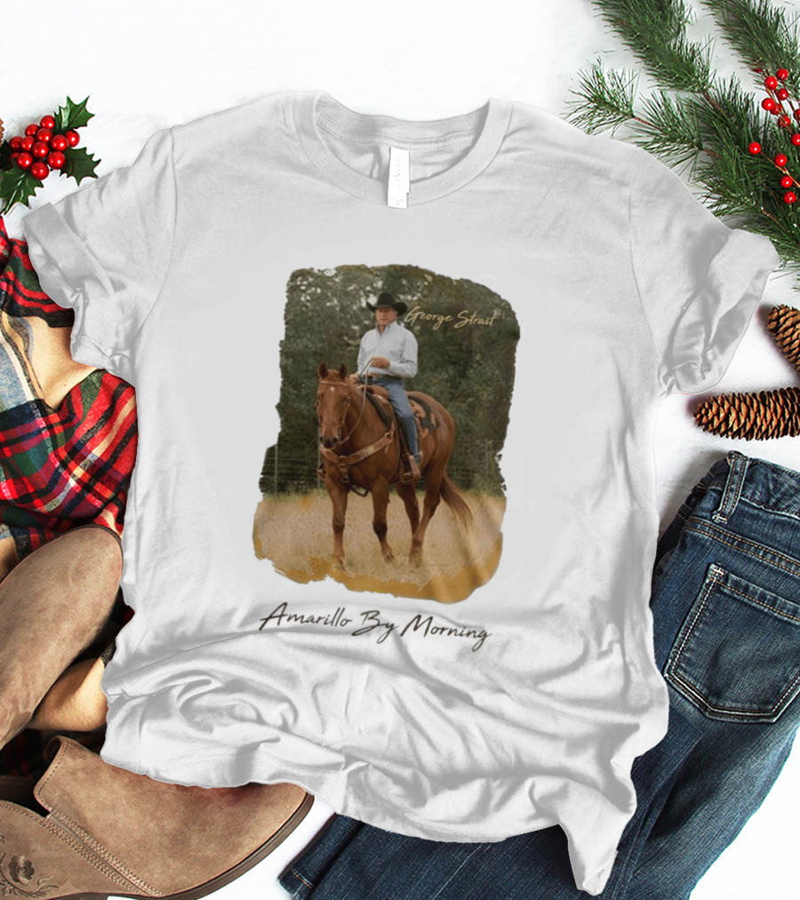 George Strait Riding Horse In Rustic Landscape One Night Only T-Shirt