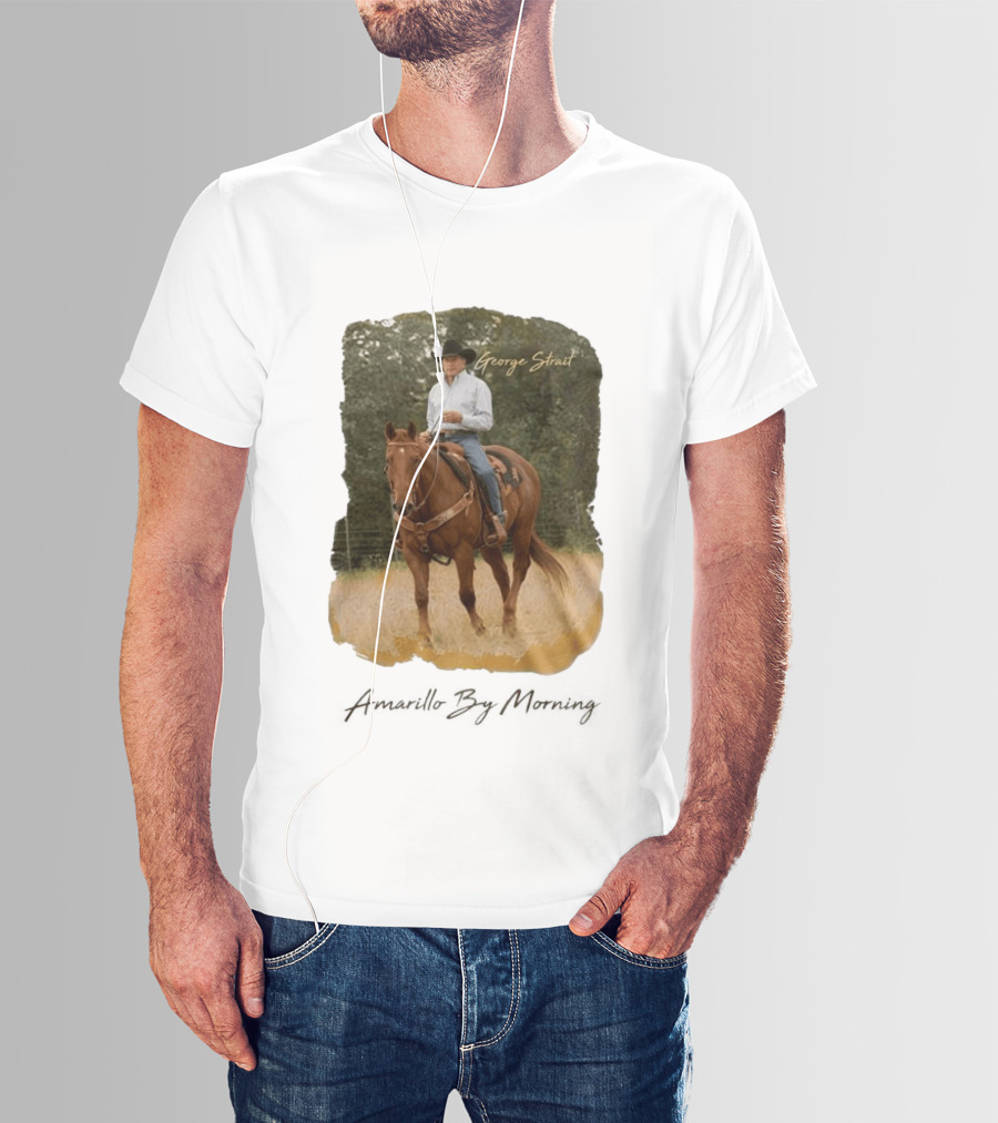George Strait Riding Horse In Rustic Landscape One Night Only T-Shirt