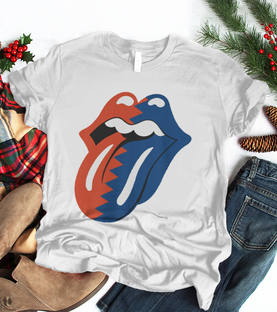 Rolling Stones Big Mouth Tongue Rare Red Blue Contrast T-Shirt