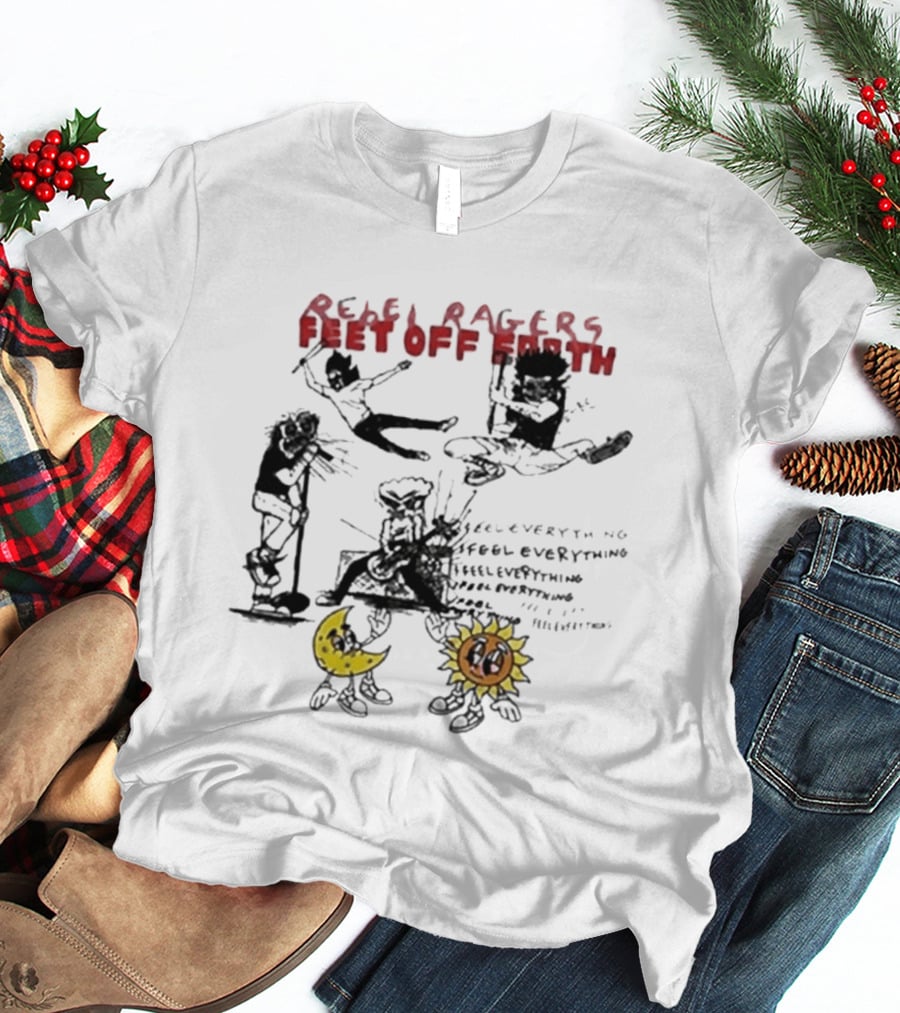 Rebel Ragers Feet Of Earth Tour Kid Cudi 2026 Concept Art Moon Sun Characters T-Shirt