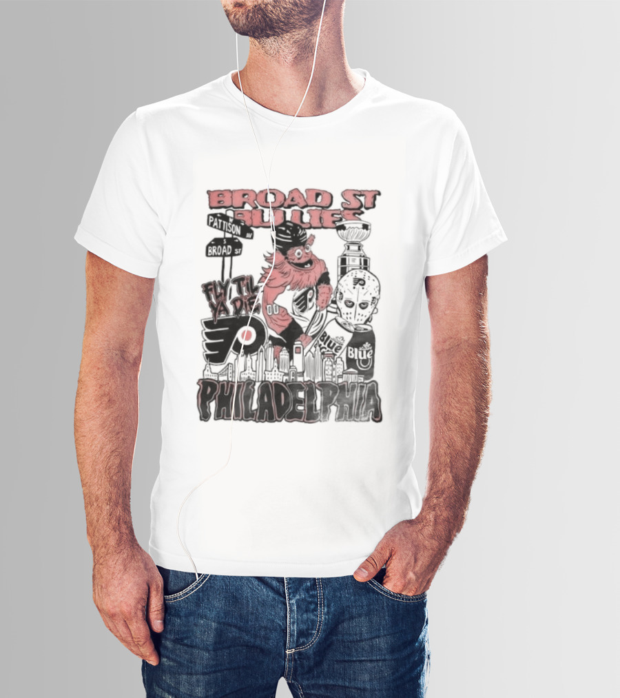 Broad St Bullies Fly Til Ya Die Philadelphia Flyers Gritty T-Shirt