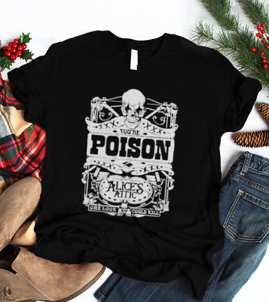Alice Cooper Poison Attic Skull Motif T-Shirt