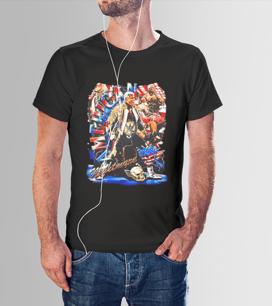 American Nightmare Cody Rhodes Wrestling Star Red White Blue Skull Jacket T-Shirt
