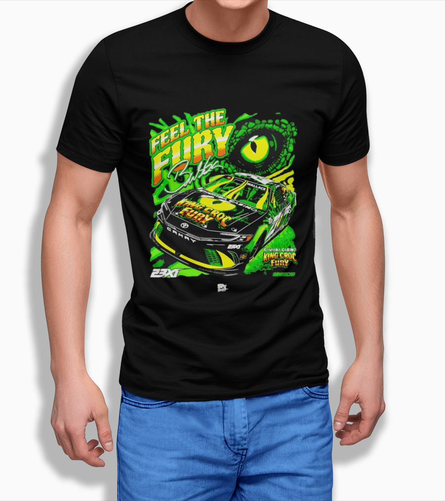 Bubba Wallace Feel The Fury King Croc Chumba Casino Toyota Camry NASCAR 23XI Racing T-Shirt