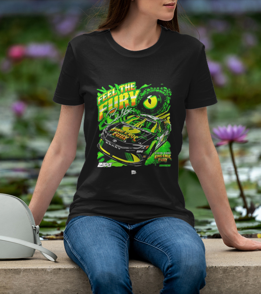 Bubba Wallace Feel The Fury King Croc Chumba Casino Toyota Camry NASCAR 23XI Racing T-Shirt