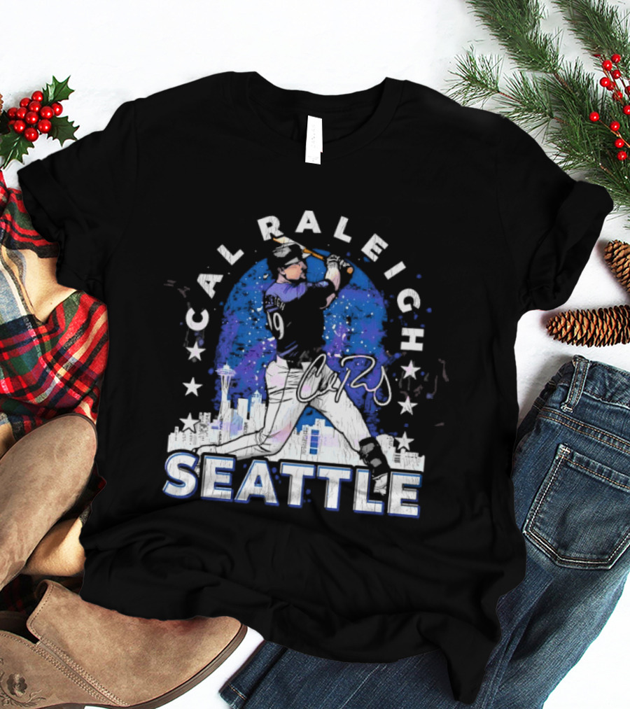 Cal Raleigh Seattle Baseball Skyline Stars T-Shirt