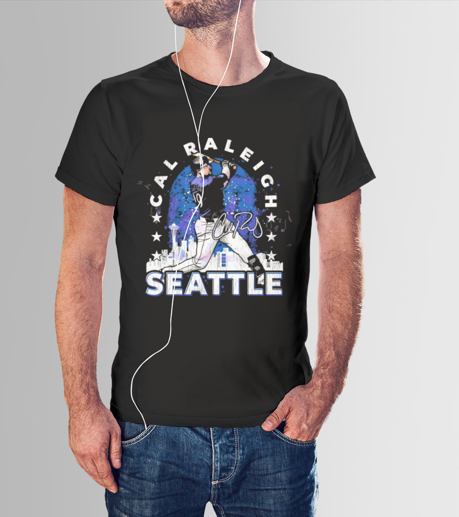 Cal Raleigh Seattle Baseball Skyline Stars T-Shirt