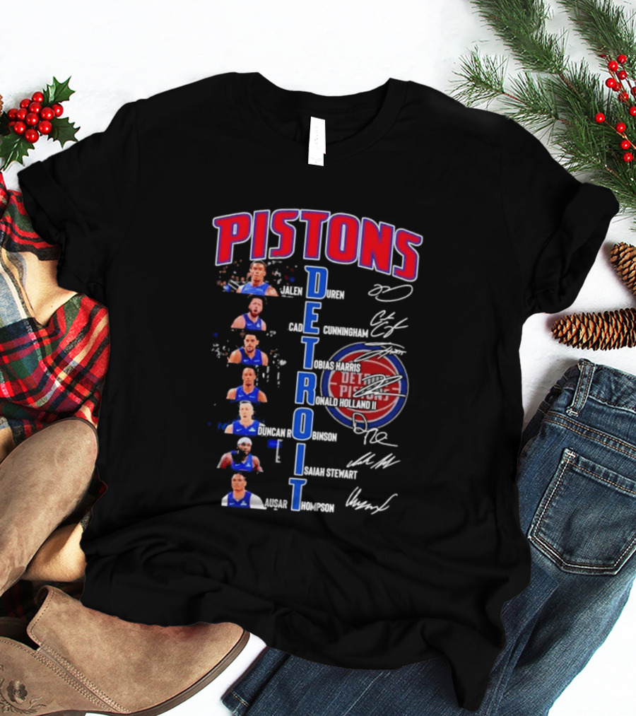 Detroit Pistons Jalen Duren Cade Cunningham Bojan Bogdanovic Isaiah Stewart Jaden Ivey Ausar Thompson Signatures T-Shirt