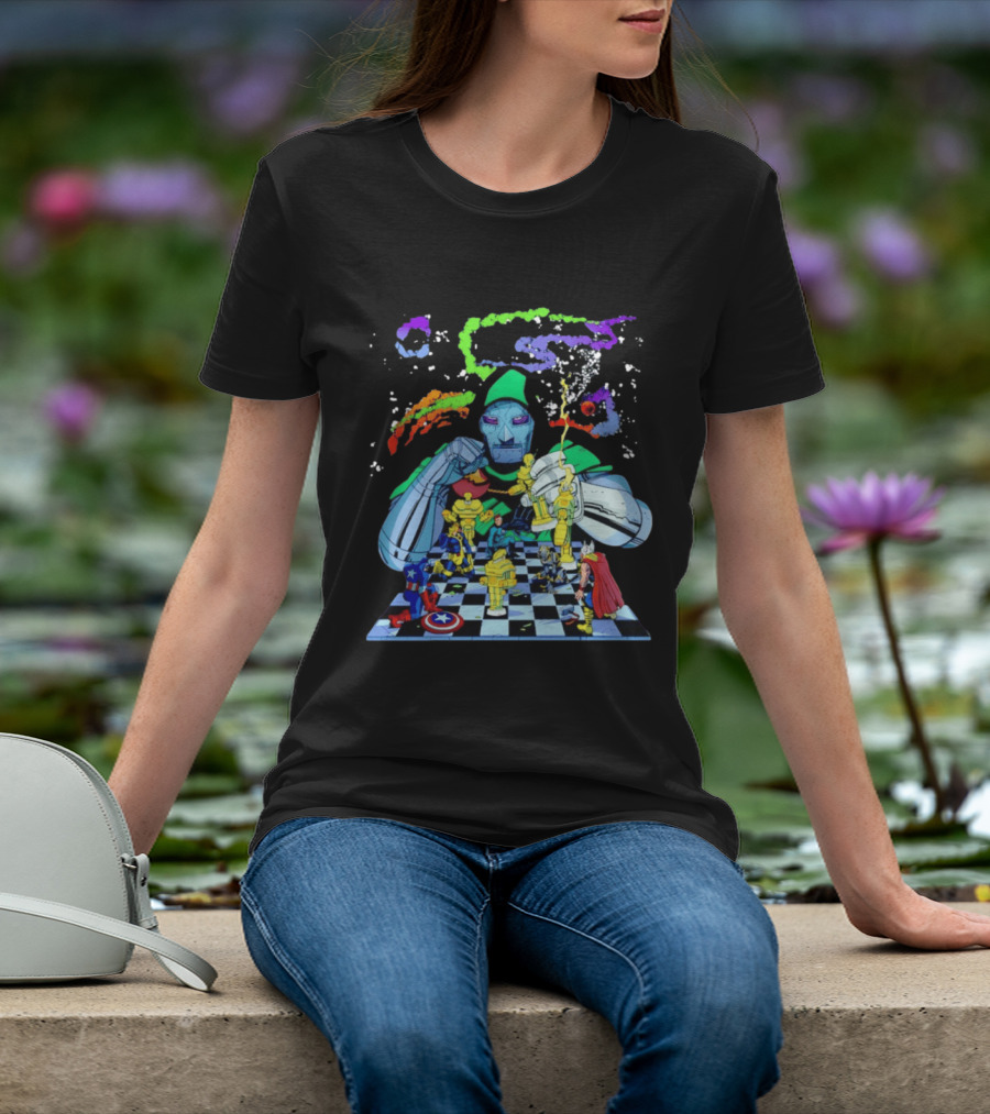 Doctor Doom Strategic Chess Battle With Marvel Heroes T-Shirt