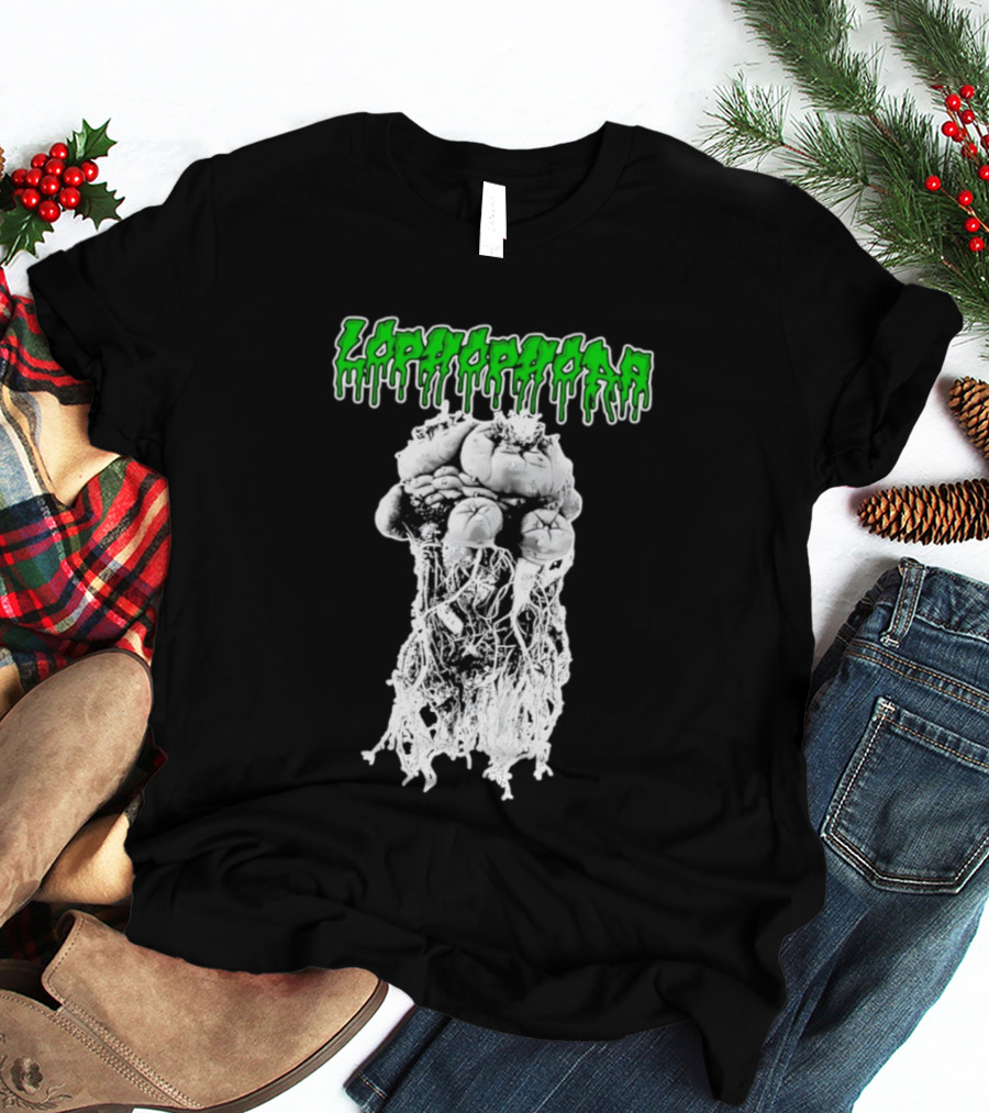 Lophophora Cactus Dripping Text With Detailed Root T-Shirt