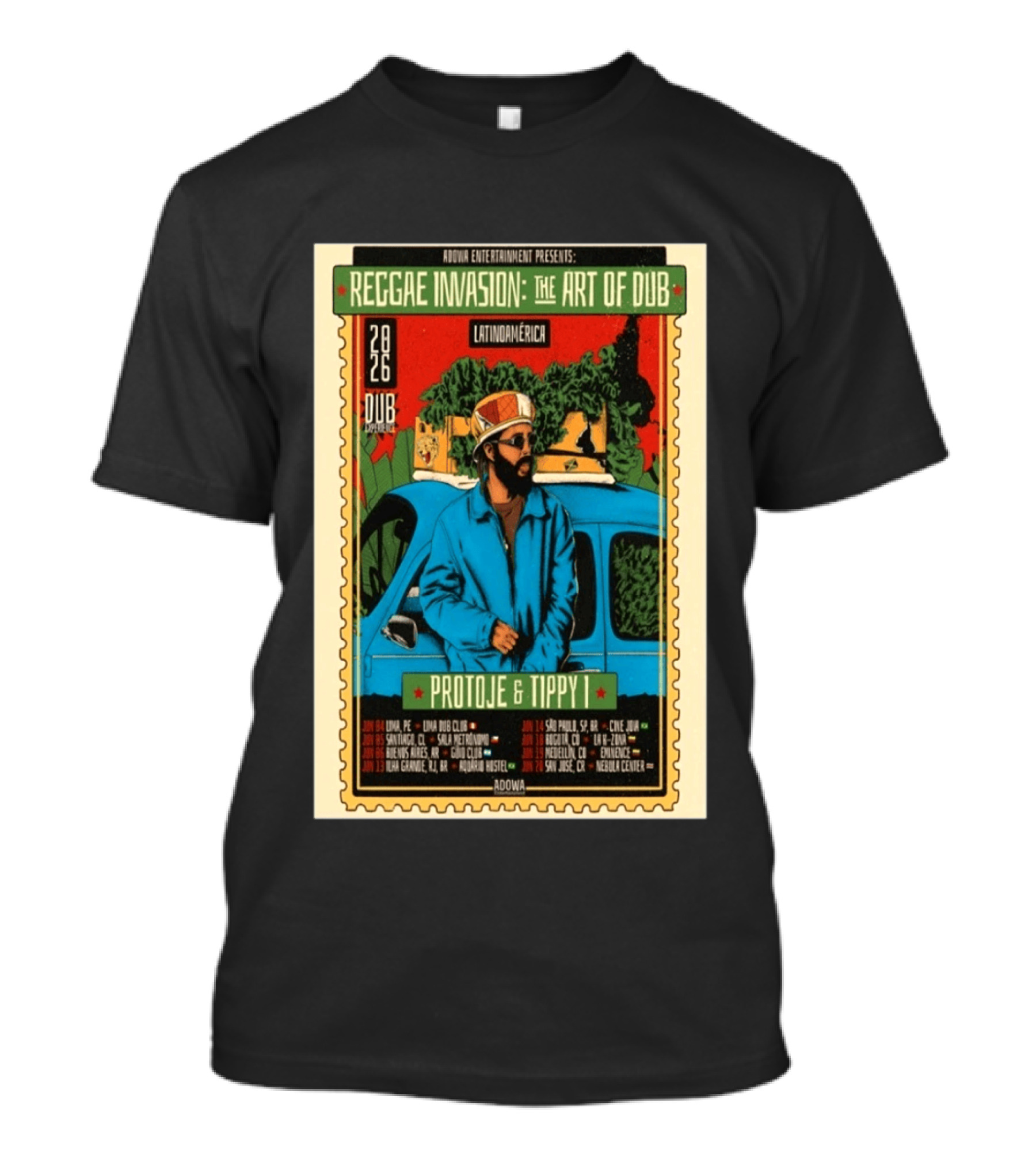 Reggae Invasion The Art Of Dub Protoje Tippy I Latin America 2026 Tour Dates T-Shirt