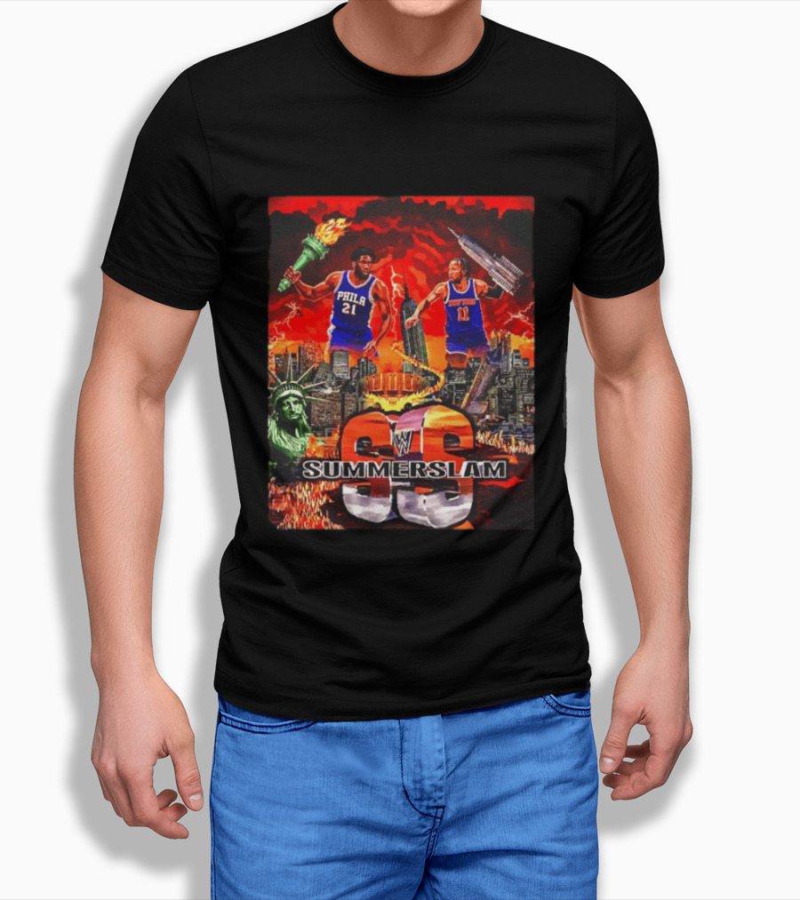 Summerslam Joel Embiid Vs Jalen Brunson NYC Showdown T-Shirt