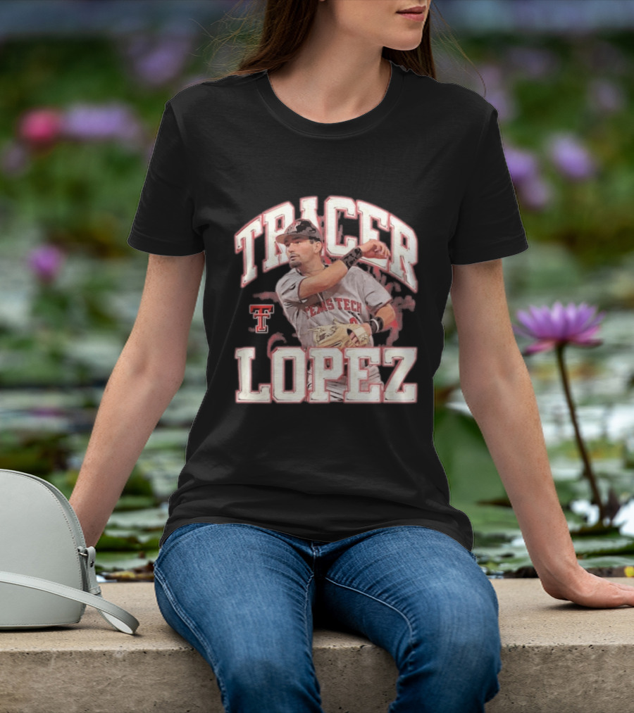 Texas Tech Tracer Lopez Baseball NCAA Collage T-Shirt