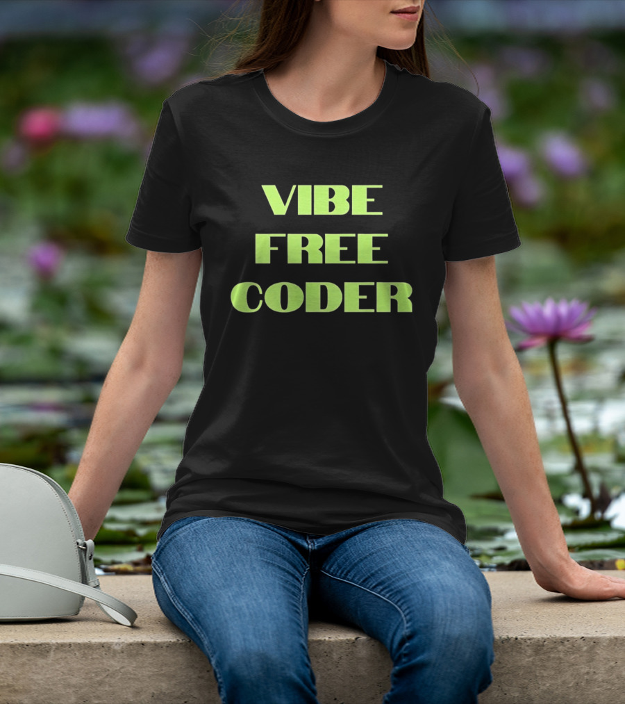 Vibe Free Coder Retro Neon T-Shirt