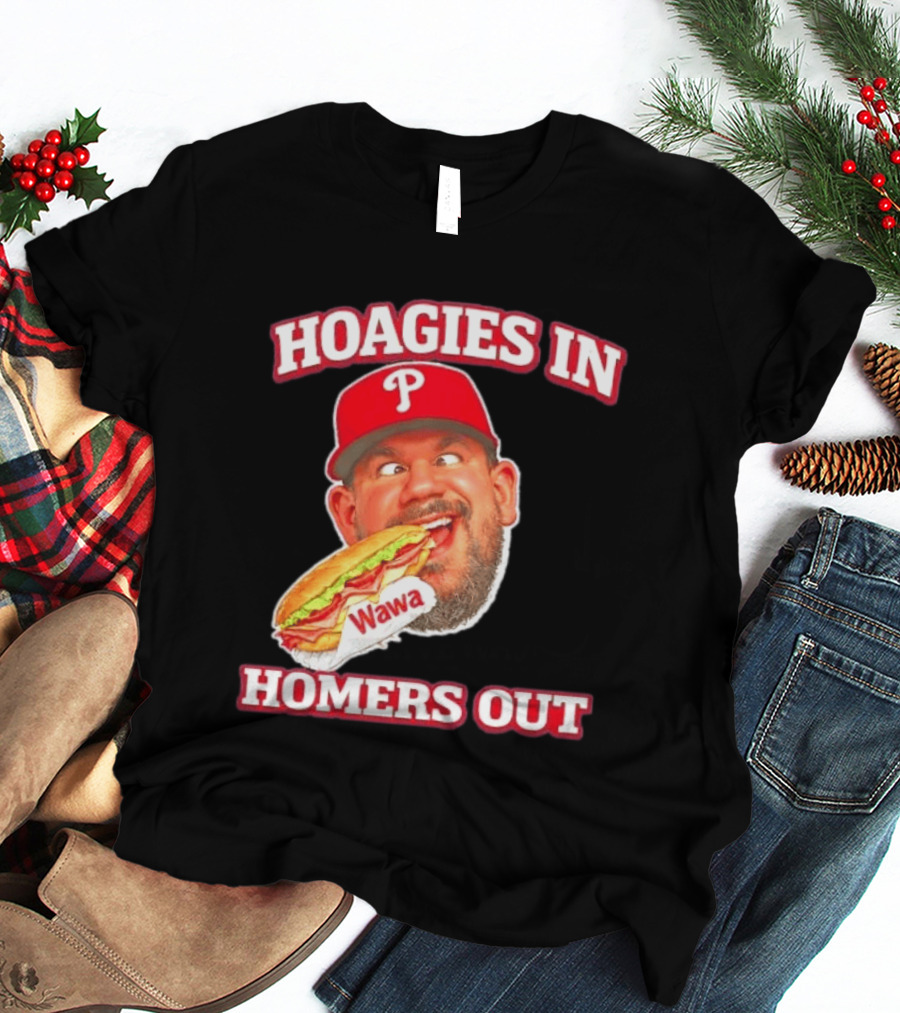 Hoagies In Homers Out Wawa Philadelphia Baseball Player Eating Sandwich T-Shirt