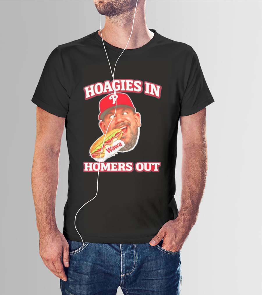 Hoagies In Homers Out Wawa Philadelphia Baseball Player Eating Sandwich T-Shirt