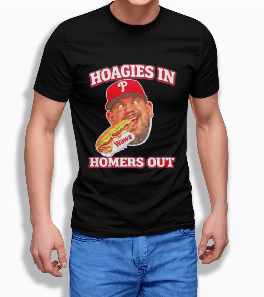 Hoagies In Homers Out Wawa Philadelphia Baseball Player Eating Sandwich T-Shirt