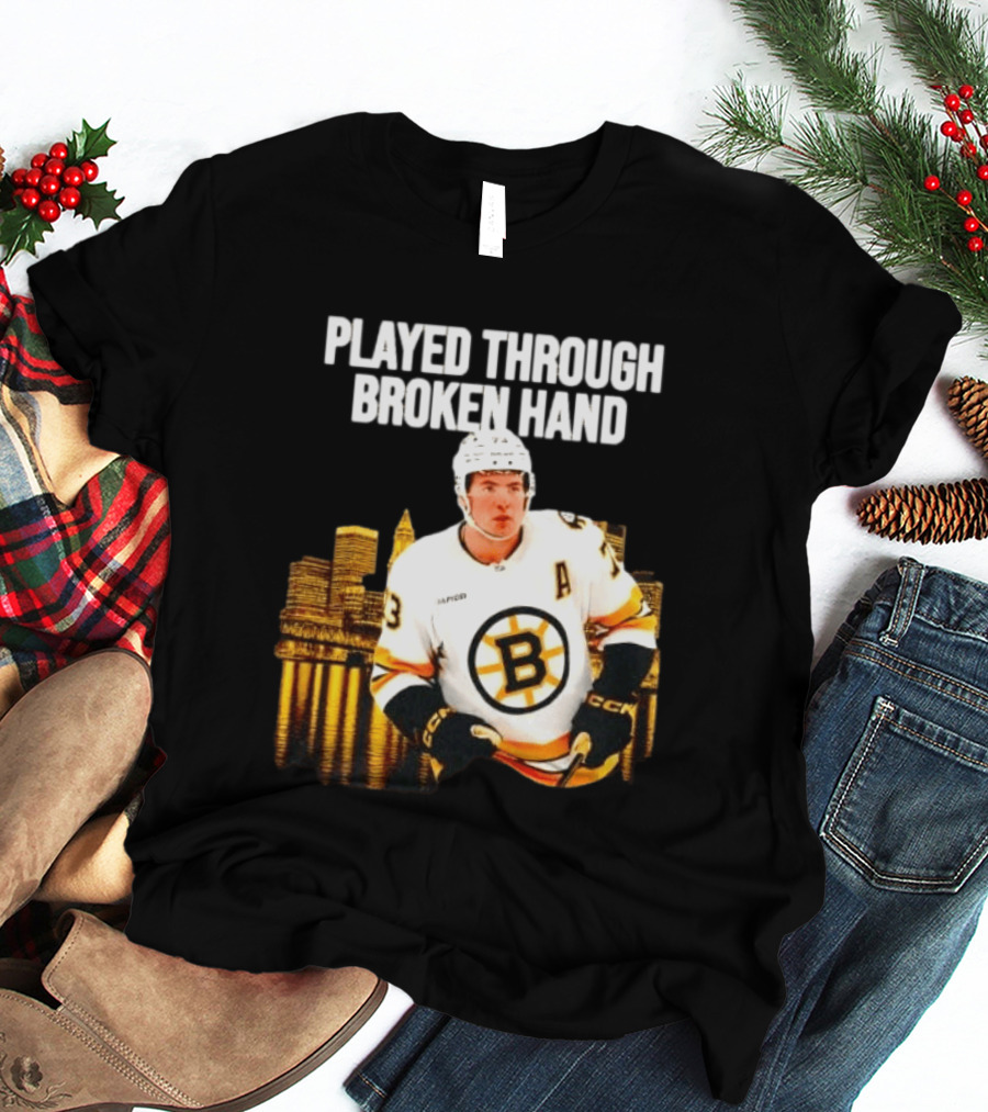 Charlie McAvoy Played Through Broken Hand Boston Hockey T-Shirt