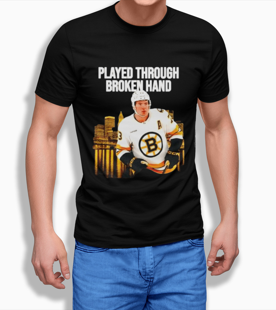 Charlie McAvoy Played Through Broken Hand Boston Hockey T-Shirt