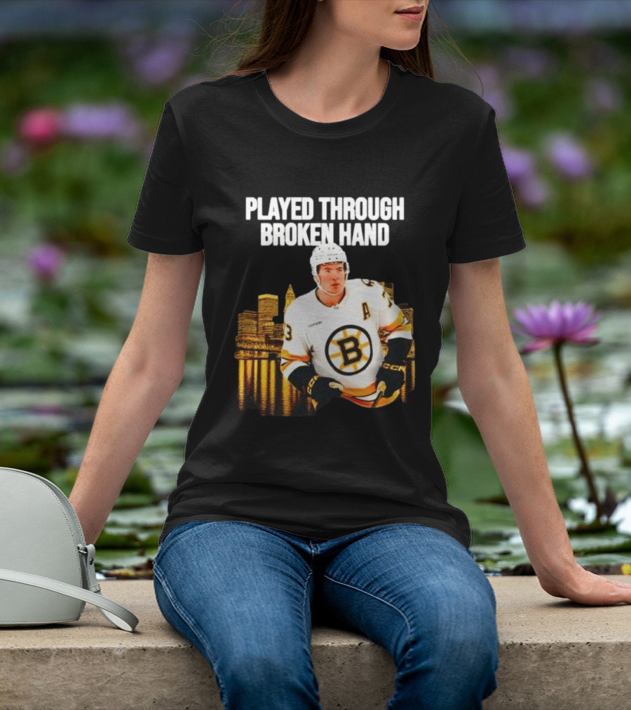 Charlie McAvoy Played Through Broken Hand Boston Hockey T-Shirt