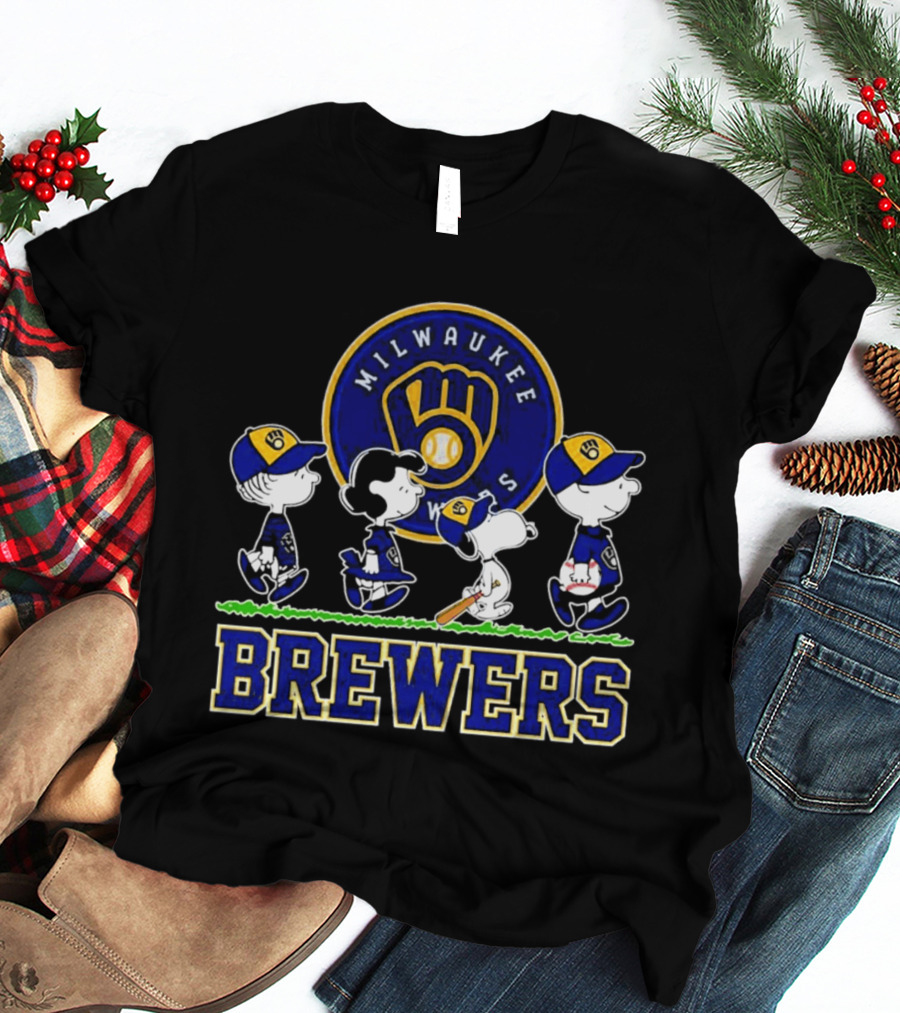 Milwaukee Brewers Peanuts Walking Characters 2026 Abbey Road T-Shirt