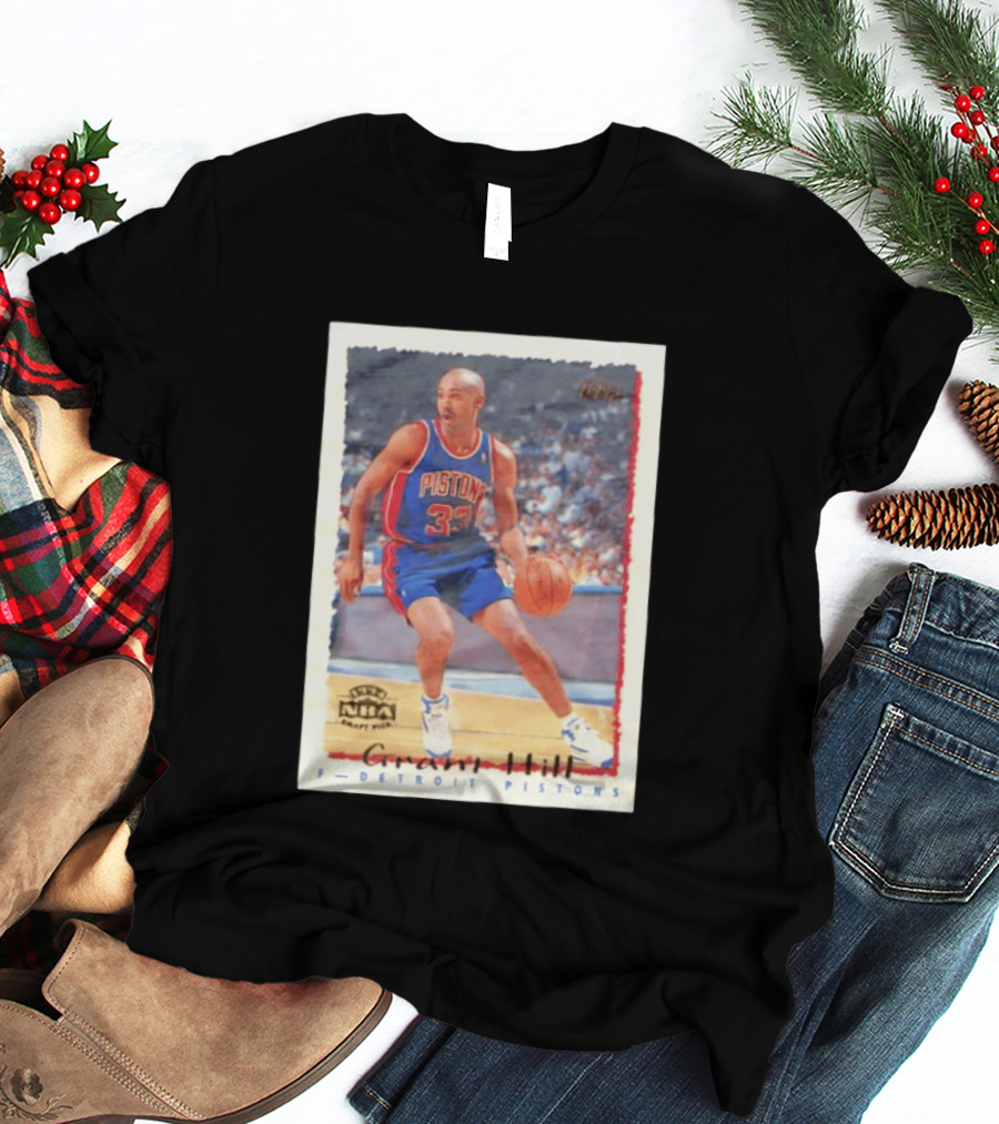 Detroit Pistons Grant Hill NBA Rookie Year 1994 Basketball Card T-Shirt