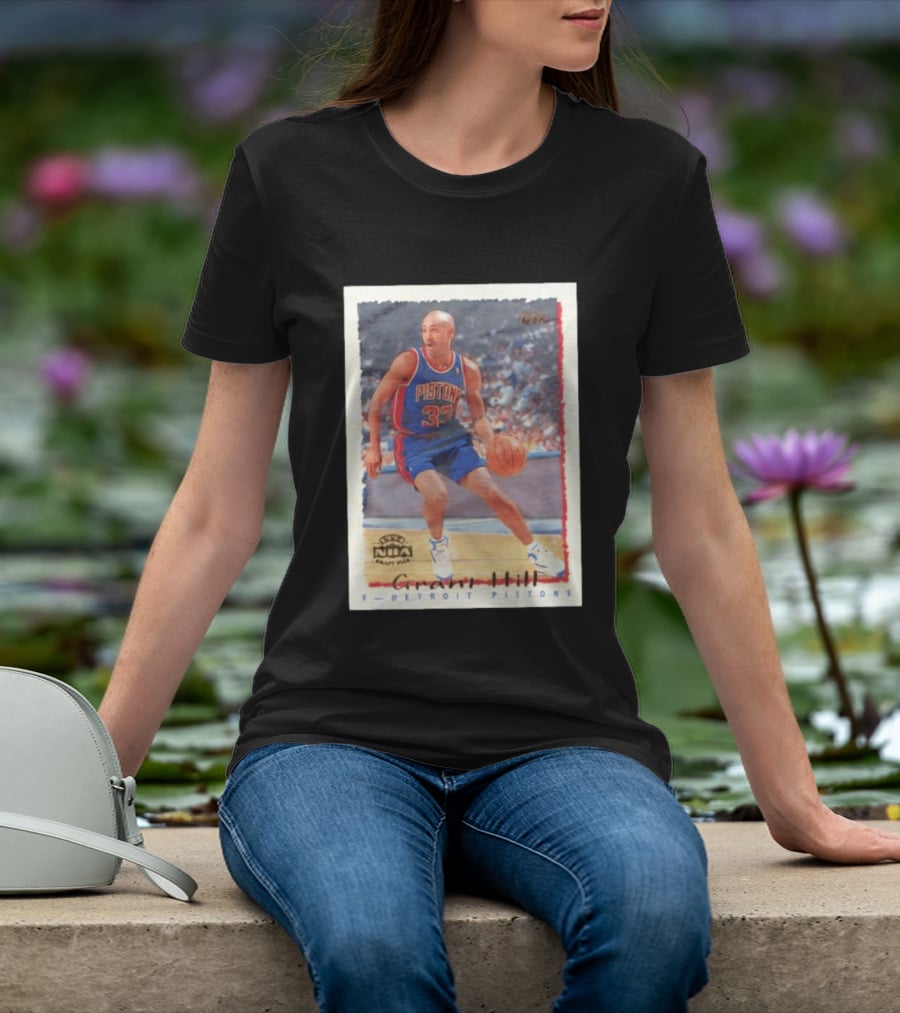 Detroit Pistons Grant Hill NBA Rookie Year 1994 Basketball Card T-Shirt