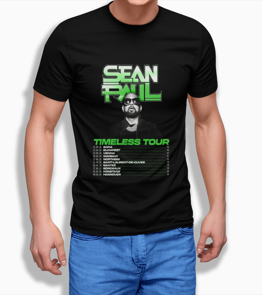 Sean Paul Timeless Tour Sofia Budapest Vienna Warsaw 2026 T-Shirt