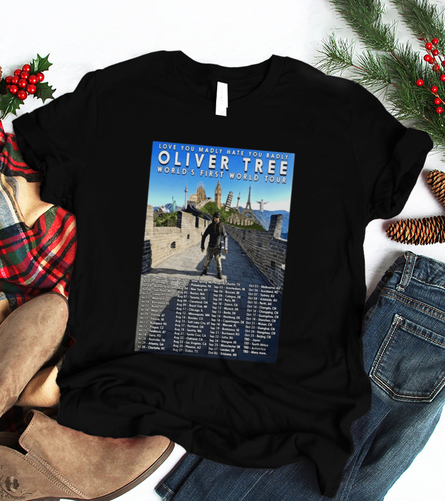 Oliver Tree World's First World Tour Love You Madly Hate You Badly Fall 2026 Tour Dates T-Shirt