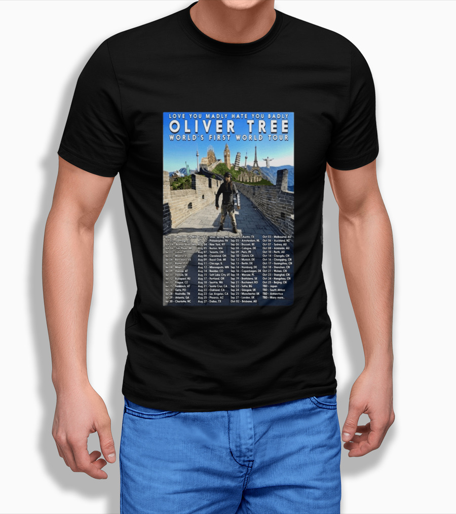 Oliver Tree World's First World Tour Love You Madly Hate You Badly Fall 2026 Tour Dates T-Shirt