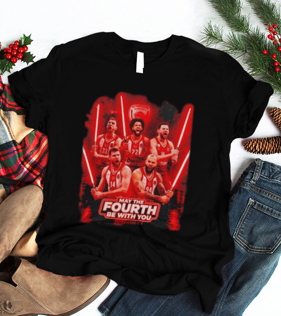 Olympiacos B.C Basketball May The Fourth Be With You Star Wars Players Lightsabers T-Shirt