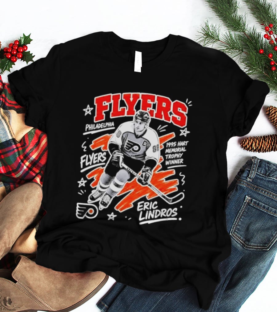 Philadelphia Flyers Eric Lindros 1995 Hart Memorial Trophy Winner Hockey Legend T-Shirt