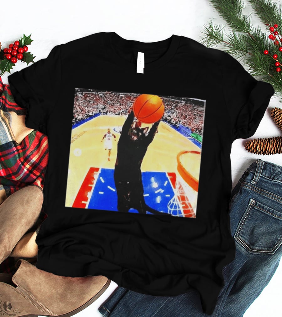 Philadelphia 76ers Black Cat Slam Dunk Basketball Meme T-Shirt