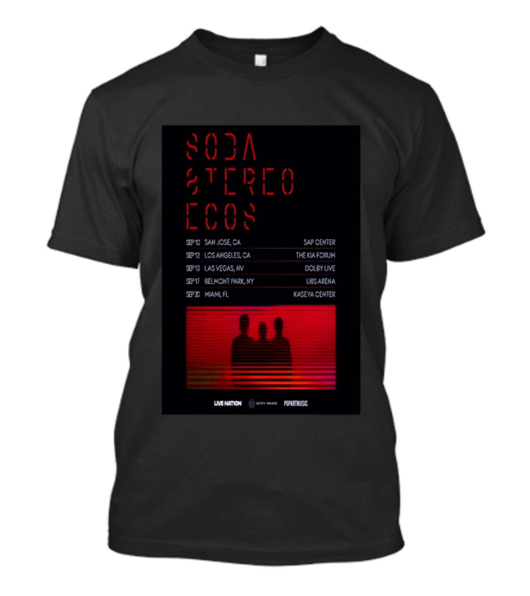 Soda Stereo Ecos 2026 Tour San Jose Los Angeles Las Vegas Belmont Park Miami Dates T-Shirt